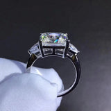 Certified 3.60 Ct White Princess Diamond Engagement 14K White Gold Over Ring