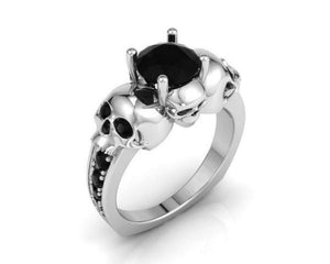 1.60 Ct Round Cut Skull Design Engagement Wedding Ring Solid 925 Sterling Silver