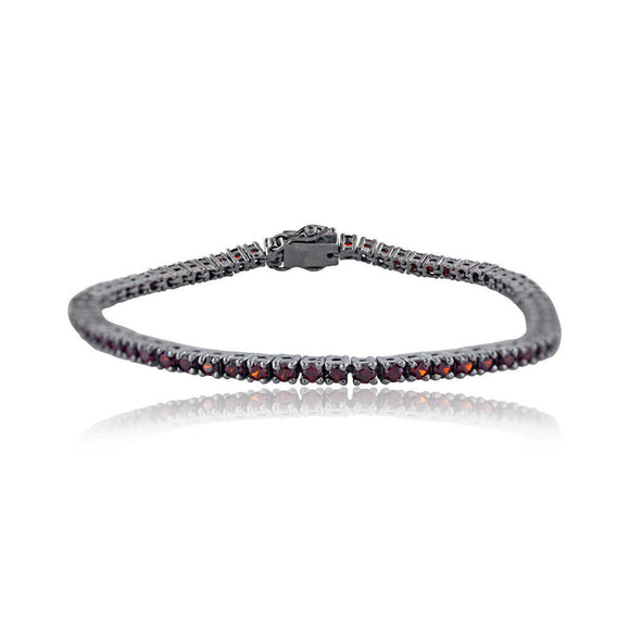 Genuine Red Garnet Gemstone 925 Sterling Silver Link Bracelet Jewelry BRMJ-59