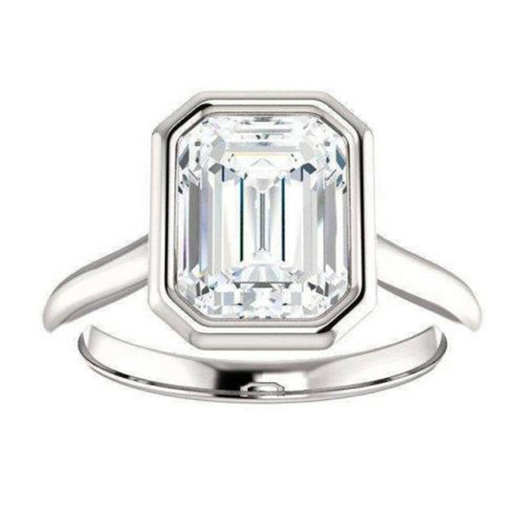 Engagement wedding 2.00 ct emerald loose moissanite ring for women's gift