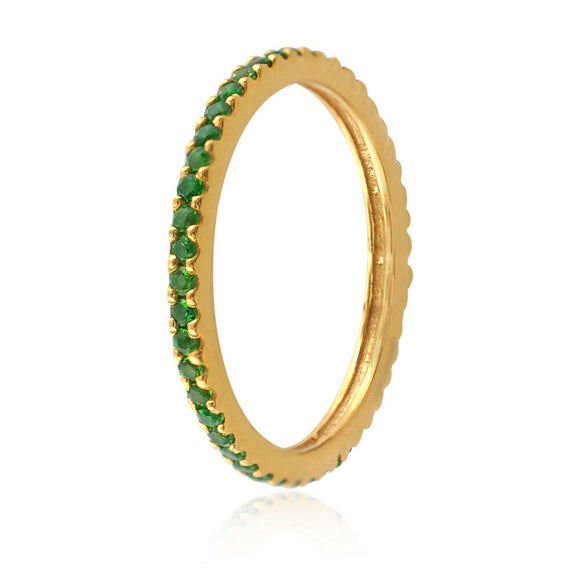 Genuine Chrome Diopside Eternity Band Ring 925 Silver Gold Plated Jewelry Gifts