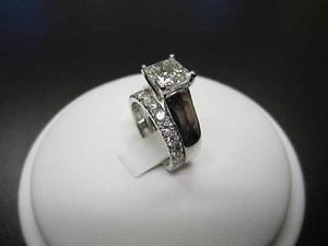 Bridal Set 2.40 Ct Princess Cut Diamond Engagement Wedding Ring Sterling Silver