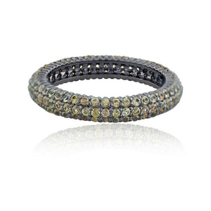 Natural Pave Yellow Sapphire Eternity Band Ring Solid Sterling Silver Jewelry