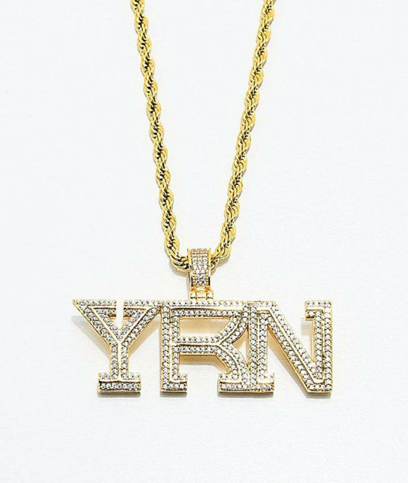 New Cool YRN Ice Out Pendant Statement Hip Hop Style Solid 925 Sterling Silver