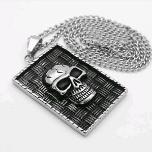 Vintage Skull HipHop Style Pendant Bikers Men Women Solid 24inch chain Silver