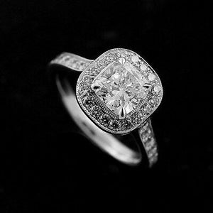 3CT Gorgeous Cushion Cut Moissanite Engagement Wedding Ring Solid 14K White Gold