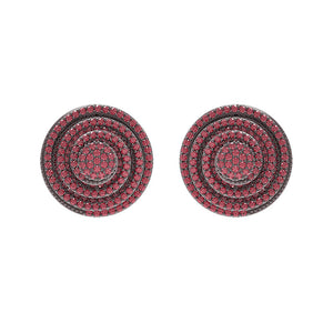 4.16ct Natural Pave Ruby 925 Sterling Silver Round Stud Earrings Womens Jewelry