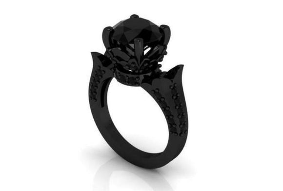 Promise 2Ct Black Round Cut Antique Engagement Ring Wedding 925 Sterling Silver