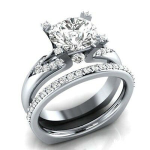 2.50 Ct Round Cut Diamond Engagement Ring Bridal Wedding Set Sterling Silver  Charity item