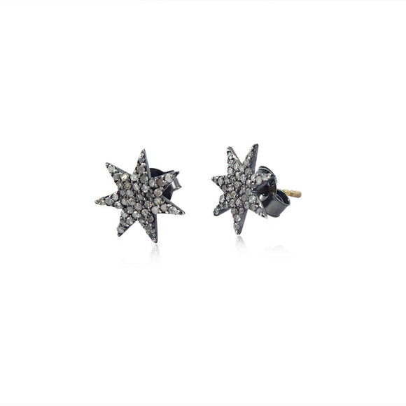 0.44CTW Stunning Pave Diamond 925 Sterling Silver Star Stud Earrings Jewelry