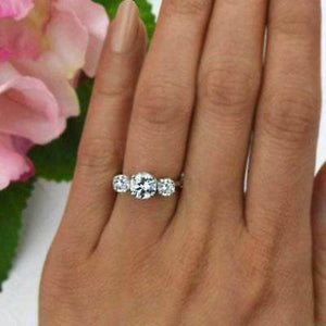 Diamond Engagement Ring Women 4 Ct 3 diamond Bridal Wedding Ring 10k white gold