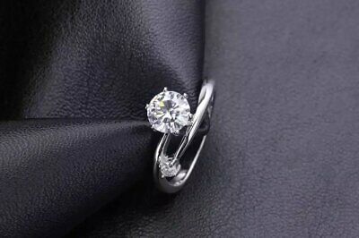 2 stone 1.50 ct Genuine Loose Moissanite Engagement Ring in 925 Sterling silver