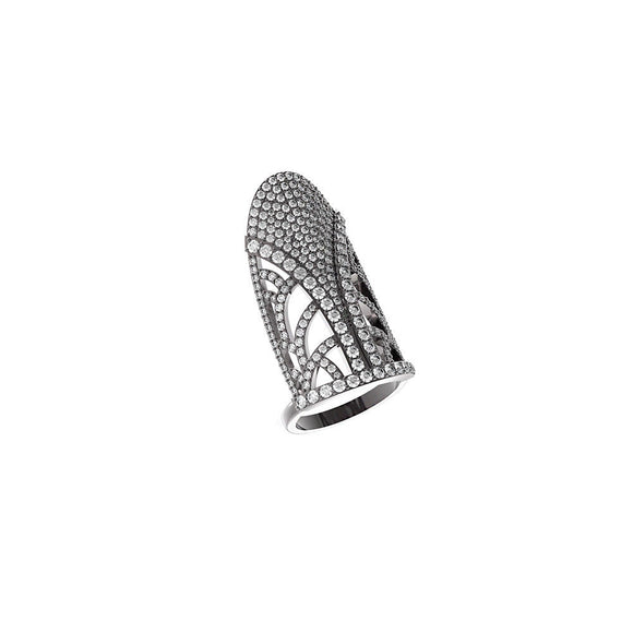 1.16ct Pave Setting White Diamond 925 Sterling Silver Elegant Nail Ring Jewelry