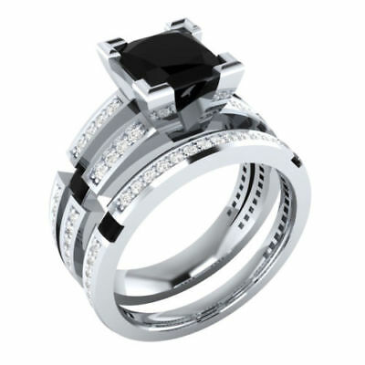 2.40 Ct Black Diamond Engagement Ring Wedding Ring Sterling Silver Free Shipping  Charity item