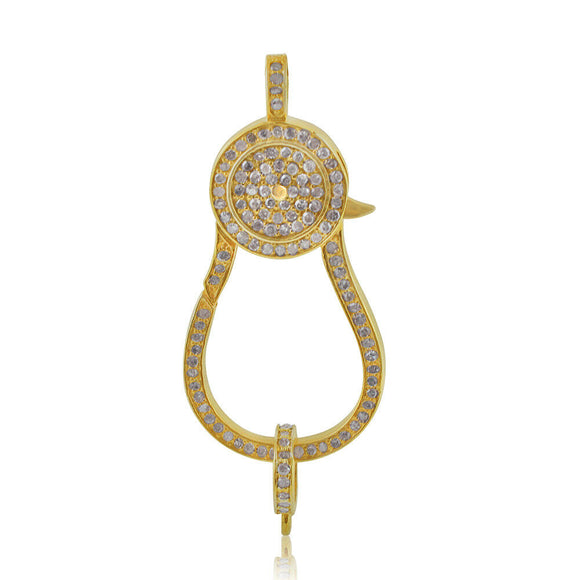 925 Silver Gold Plated Natural Pave Diamond Lobster Clasp Finding Accessories