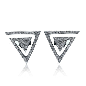 0.71cts Genuine Pave Diamond 925 Solid Silver Stud Earrings Beautiful Jewelry