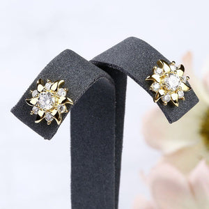 2.00 Ct Round Cut Moissanite Cluster Stud Solid 10K Yellow Gold Earrings 4 Gift