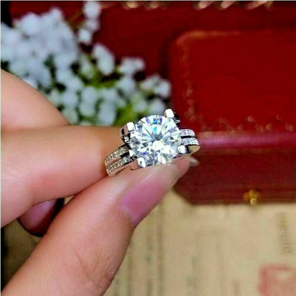 1.5 CT Round Sparkle Moissanite Solitaire Engagement Ring 14K White Gold over