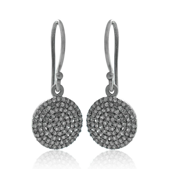 925 Solid Silver Natural Pave Diamond Handmade Dangle Earrings Jewelry EAMJ-343