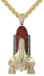 Lucky HipHop SPACE SHUTTLE Pendant multi color Diamond Studded SterlingSilver925