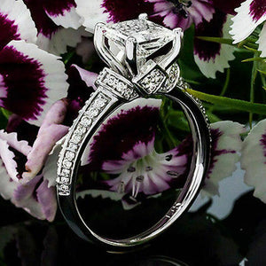 2.50 TCW PRINCESS CUT MOISSANITE ENGAGEMENT RING IN SOLID 14K WHITE GOLD VVS1