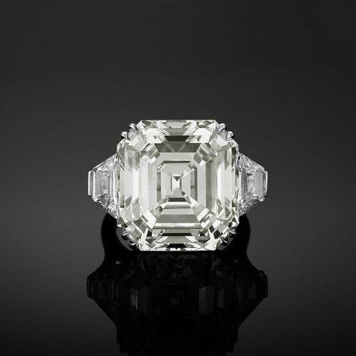 Asscher Moissanite 3.25 Ct Off White Engagement Party Ring 925 Sterling Silver