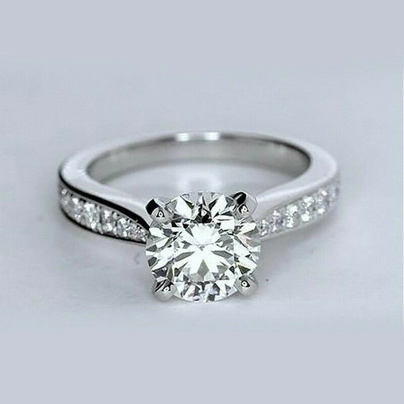 2 Ct Solitaire Diamond Engagement Ring Wedding Bride Free Shipping silver 925