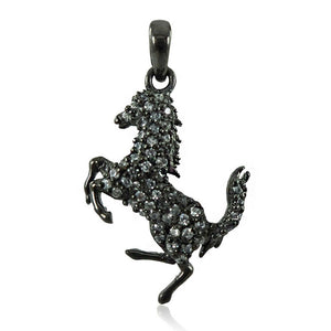 0.5CTW Genuine Pave Set Diamond 925 Sterling Silver Horse Charm Pendant Jewelry