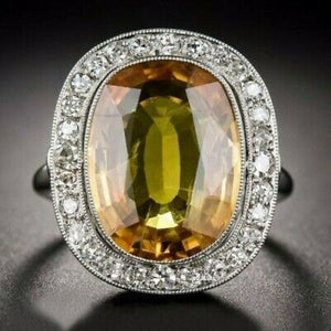 New Beautiful Promise Love Forever Engagement Ring Yellow Stone Sterling Silver