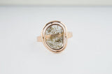 1.015ct 14k Rose gold filled 925 Sterling Silver Brown Slice Diamond Ring with hammered band, Natural Diamond, Slice Diamond Women Rings