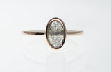 14k Rose Gold Filled 0.33cts Oval Sterling Silver Gray Slice Diamond Ring, Gray Slice Diamond, Natural Diamond, Slice Diamond Women Rings