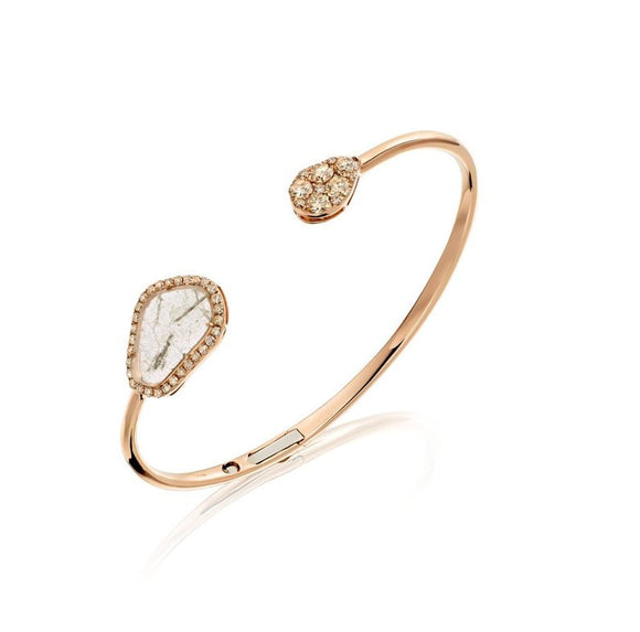 2.15 carat 18k Gold diamond slice bracelet, diamond bangle