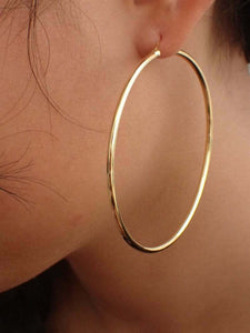 The Bigger Hoop Earrings in only metal of Solid 14K Yellow Gold Girls Gift