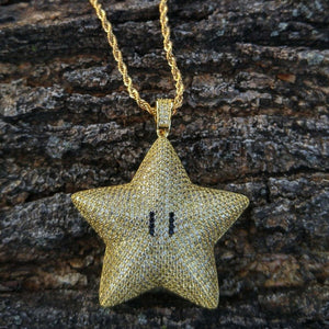 HipHop Style Lucky Pendant Cute Starfish Diamond Studded Solid Sterling Silver