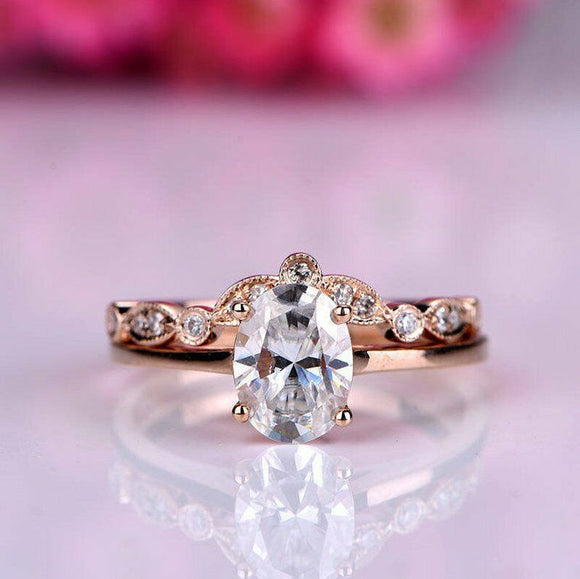 Pear real Moissanite Ring 2.30 Ct Full White Engagement Ring Solid 14K rose Gold