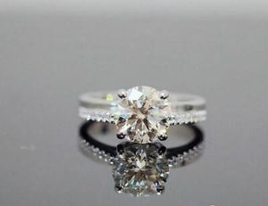 Antique 2 Ct Round Cut White LooseMoissanite Engagement Ring 925 Sterling Silver