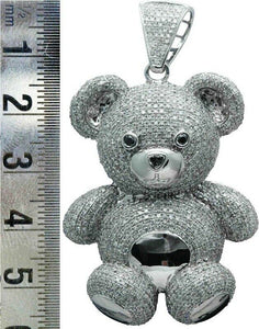 New Stylish Teddy Bear Cute Pendant Diamond Studded 925 Solid Sterling Silver