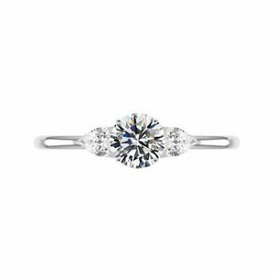 2.10 Carat Round Moissanite Diamond 3 Stone Engagement Handmade Ring 925 Silver