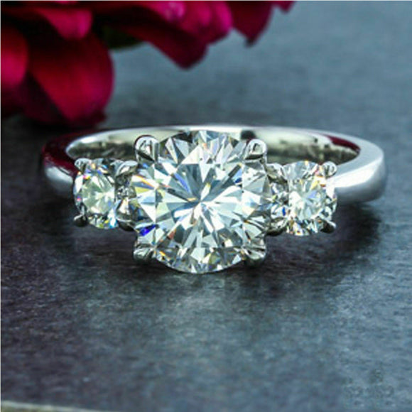 2.05 Ct White Round Loose Moissanite VVS1 Engagement Ring 925 Sterling Silver