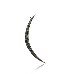 Natural Pave Diamond Crescent Moon 925 Solid Silver Pendant Jewelry PEMJ-238