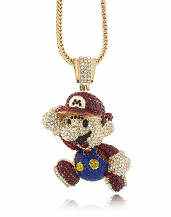 New Mario Pendant Game Cartoon Theme Multicolor Solid 925 Sterling Silver