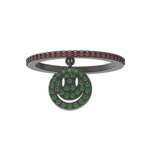 Smiling Face Emoji Ring 0.54ct Chrome Diopside Ruby 925 Sterling Silver Size 8