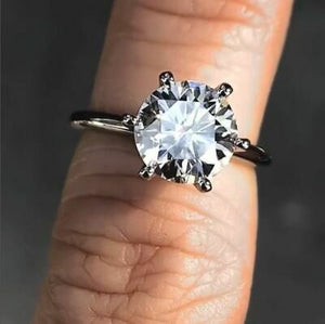 2.00 Round Brilliant Moissanite Solitaire Engagement Solid 10K White Gold Ring