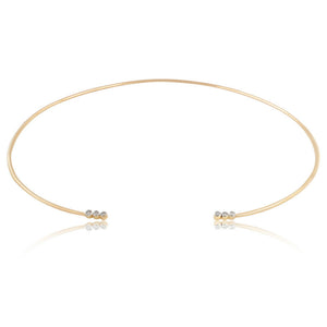 Solid 14k Yellow Gold White Diamond Handmade Choker Necklace Jewelry NEMJ-377