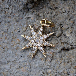 Solid 14k Yellow Gold Genuine White Diamond Starburst Pendant Fine Jewelry Gifts