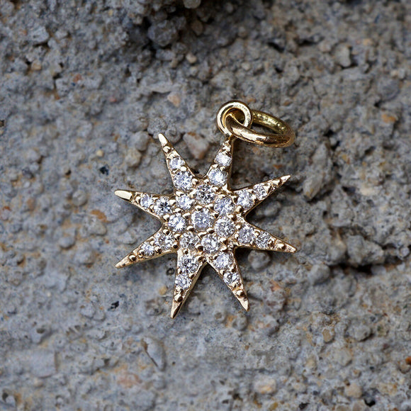 Solid 14k Yellow Gold Genuine White Diamond Starburst Pendant Fine Jewelry Gifts