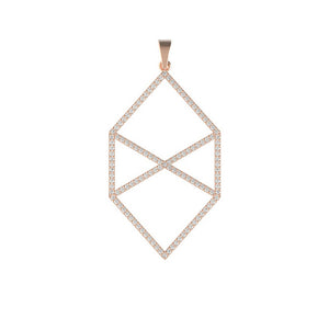 14k Rose Gold Hexagon Shape 0.605ct Pave White Diamond Designer Pendant Jewelry