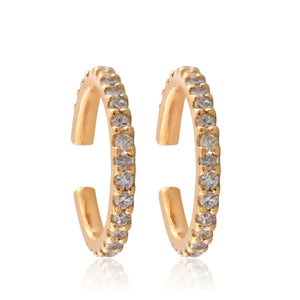 Genuine Pave Diamond Solid 14k Yellow Gold Ear Cuff Earrings Jewelry EAMJ-636