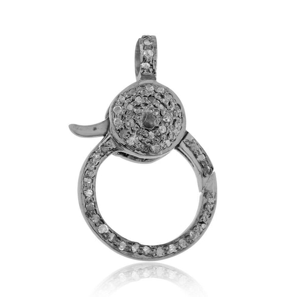 Genuine Pave Diamond 925 Silver Lobster Clasps Lock Finding Jewelry FIMJOS-497