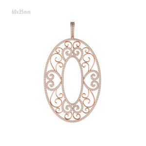 1.7ct Natural Pave White Diamond 14k Rose Gold Designer Filigree Pendant Jewelry